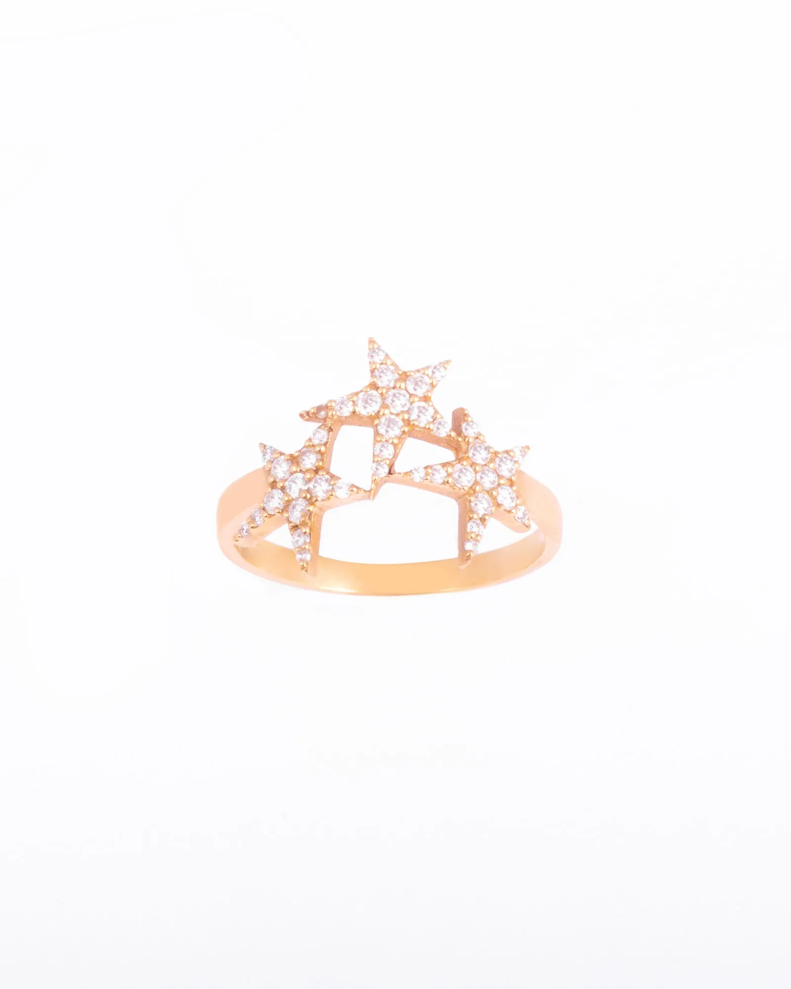 3 Stars 18K Gold, Whitegold or Rosegold Ring w. Diamonds
