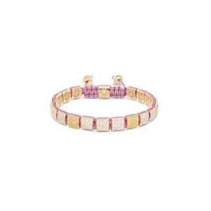 6mm Lock 18K Gold Bracelet w. Diamonds