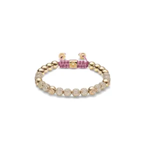 6mm Non-Braided 18K Gold Bracelet w. Diamonds