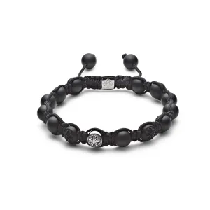 8mm Black Braided 18K Whitegold Bracelet w. Diamond