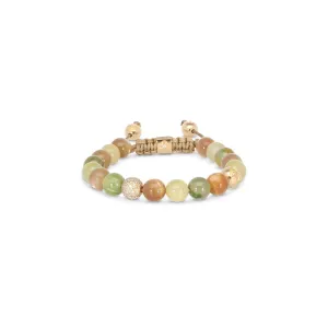 8mm Non-Braided 18K Gold Bracelet w. Diamonds, Sapphire & Moonstone