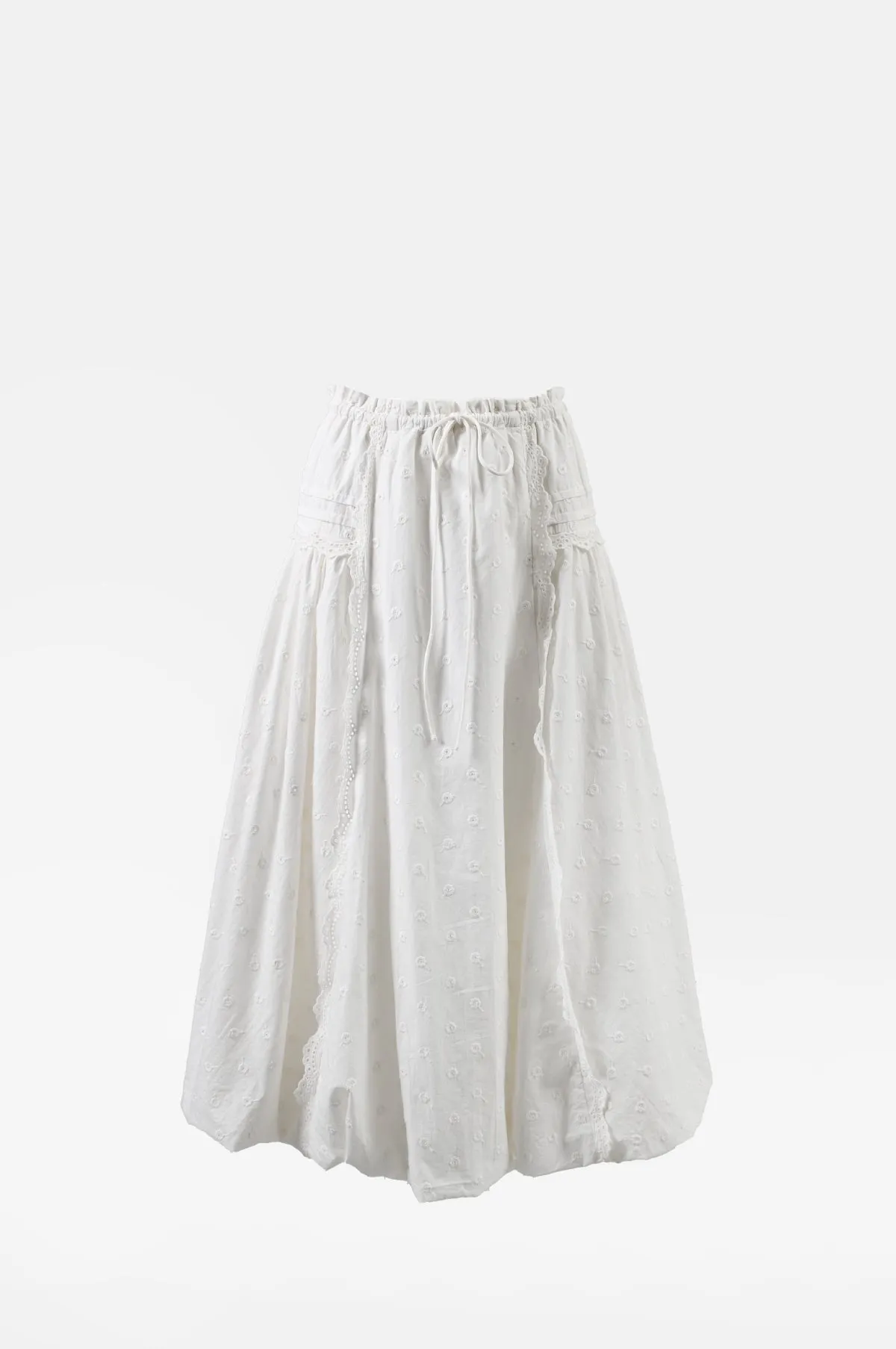 Agatha Puff Midi Skirt White