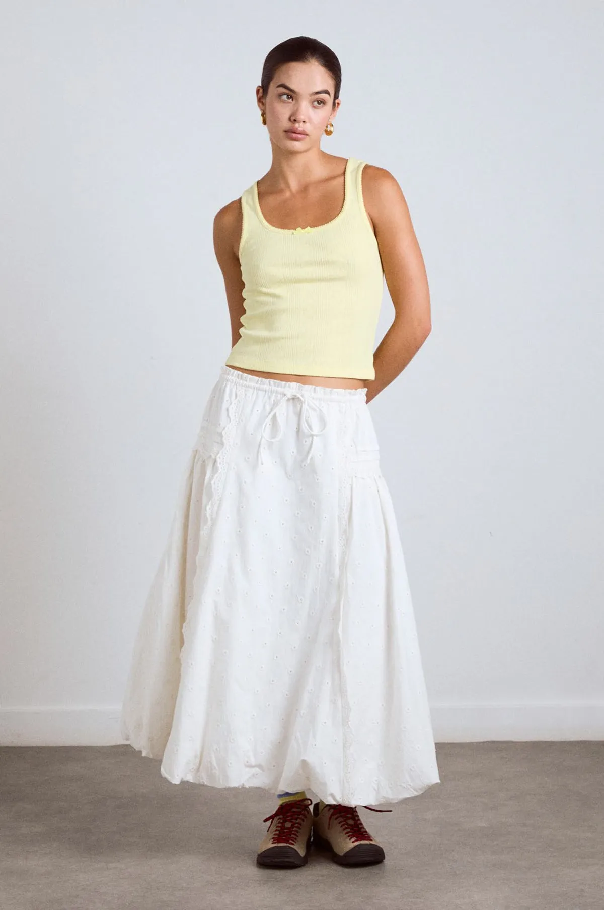 Agatha Puff Midi Skirt White