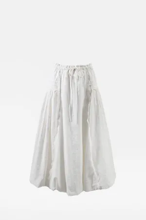 Agatha Puff Midi Skirt White