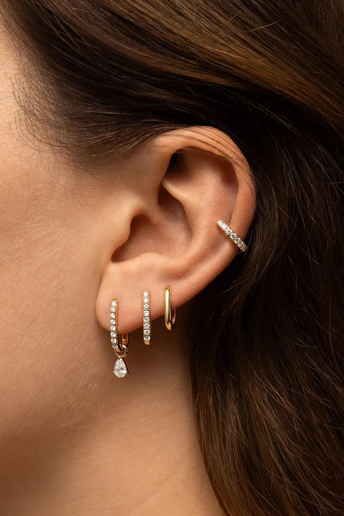 Allday Polished 14K Whitegold Huggies