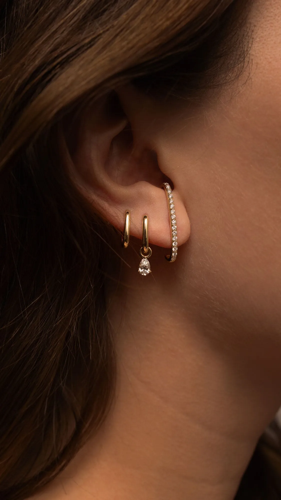 Allday Polished 14K Whitegold Huggies