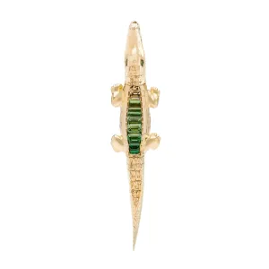 Alligator Bite 18K Gold Earring w. Tsavorite