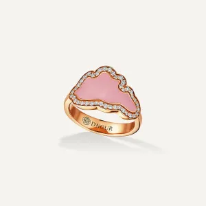 Allusia Love Pink Enamel 18K Rosegold Ring w. Diamonds