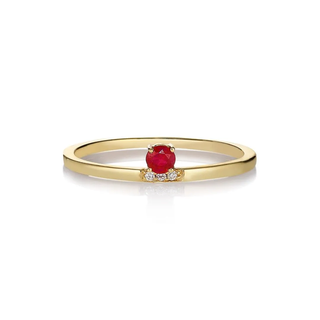 Andrea 14K Gold Ring w. Diamonds & Ruby