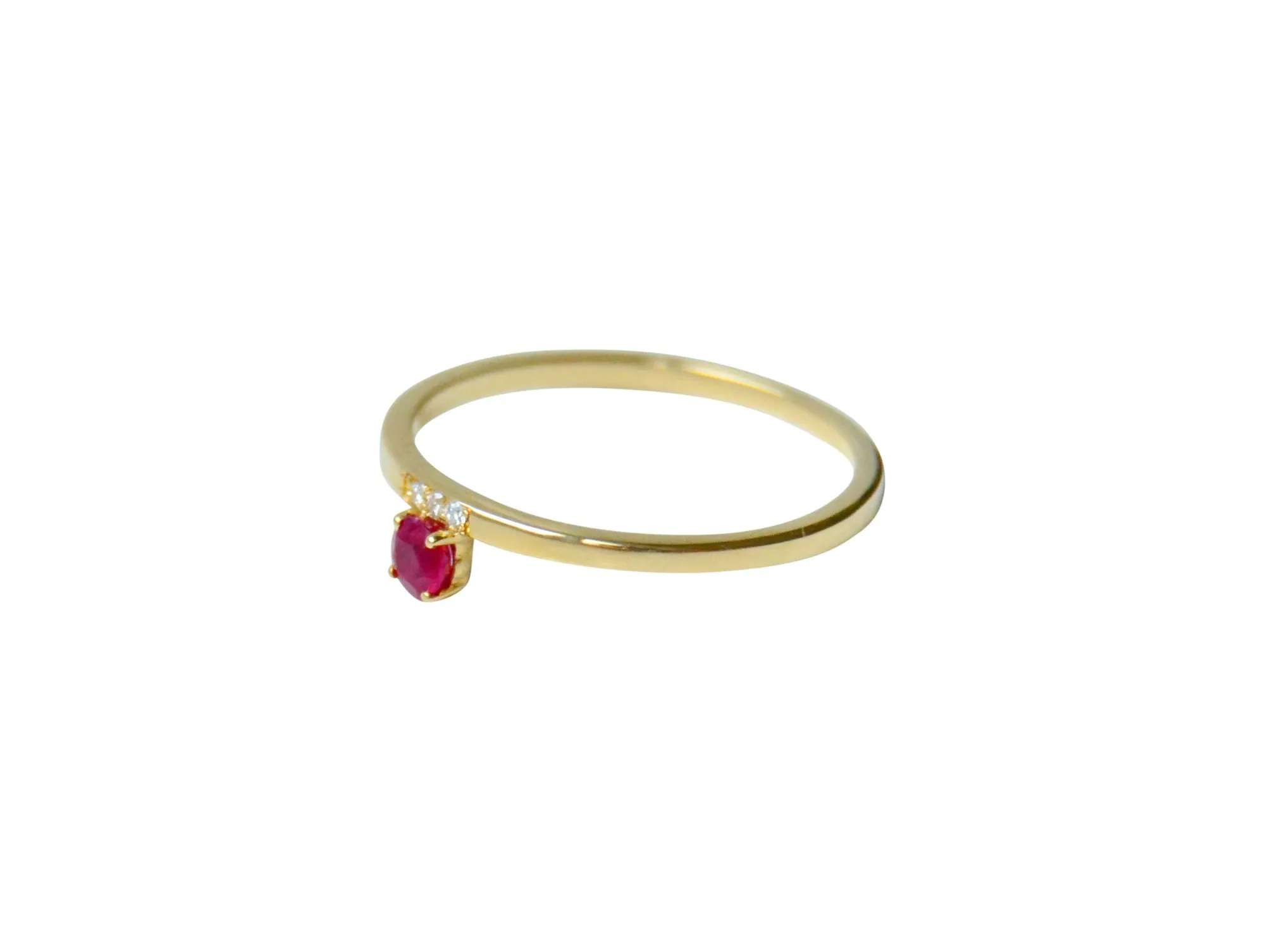 Andrea 14K Gold Ring w. Diamonds & Ruby