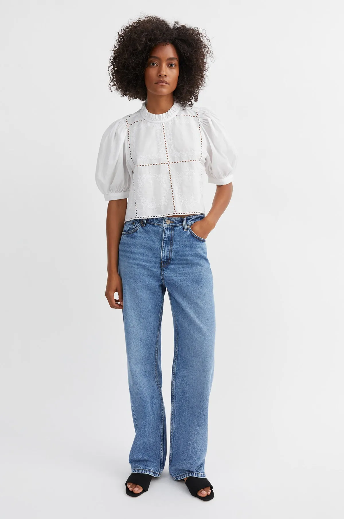 Anemone Crop Blouse Optic White