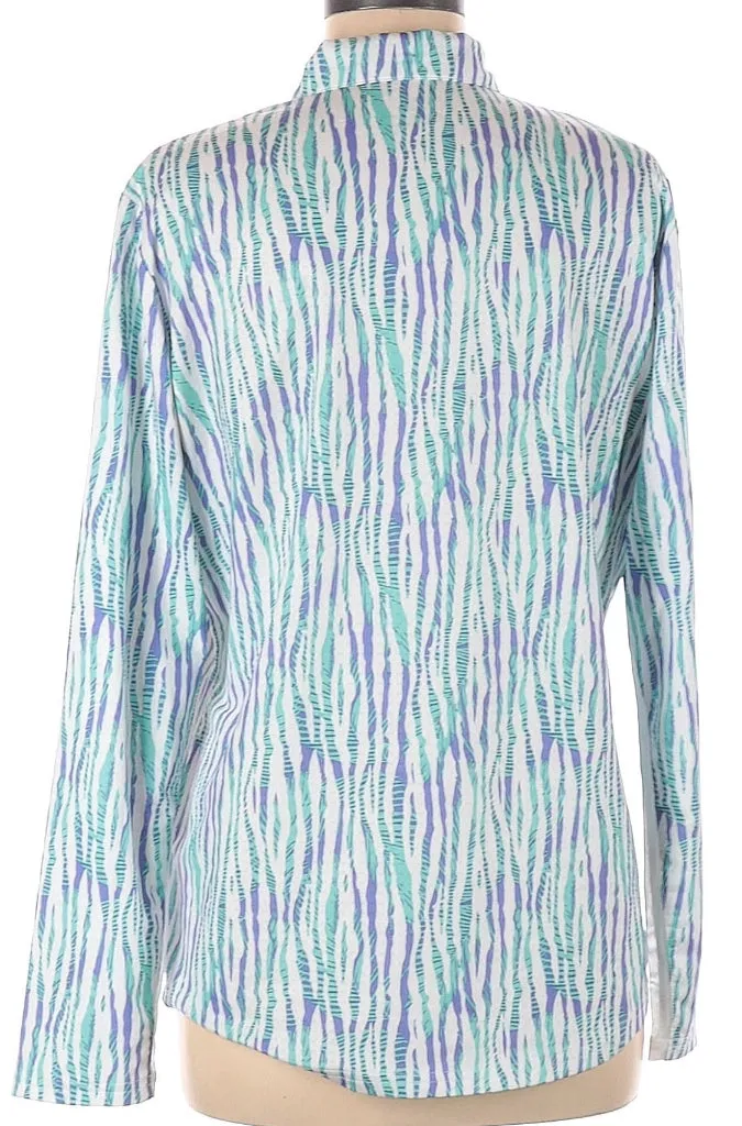 Bette & Court Palm Print/Animal Print Style Long Sleeve Sun Shirt Size L MSP$85
