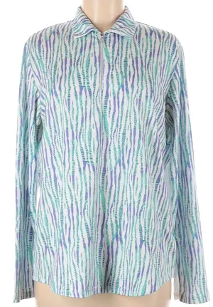 Bette & Court Palm Print/Animal Print Style Long Sleeve Sun Shirt Size L MSP$85