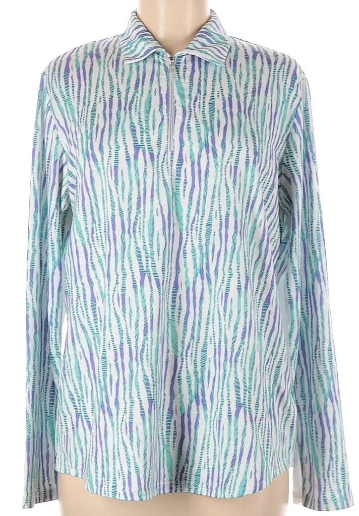 Bette & Court Palm Print/Animal Print Style Long Sleeve Sun Shirt Size L MSP$85