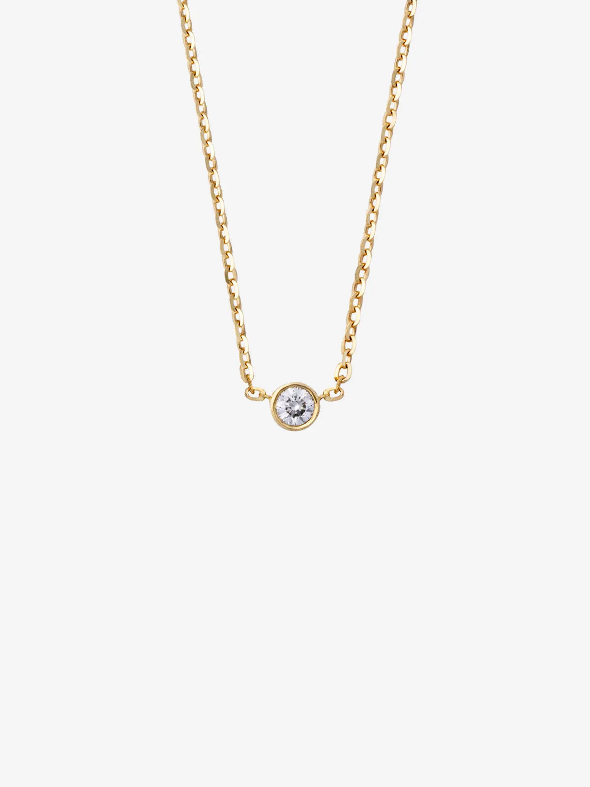 Bezel Diamond 0.05 14K Gold Necklace w. Diamond
