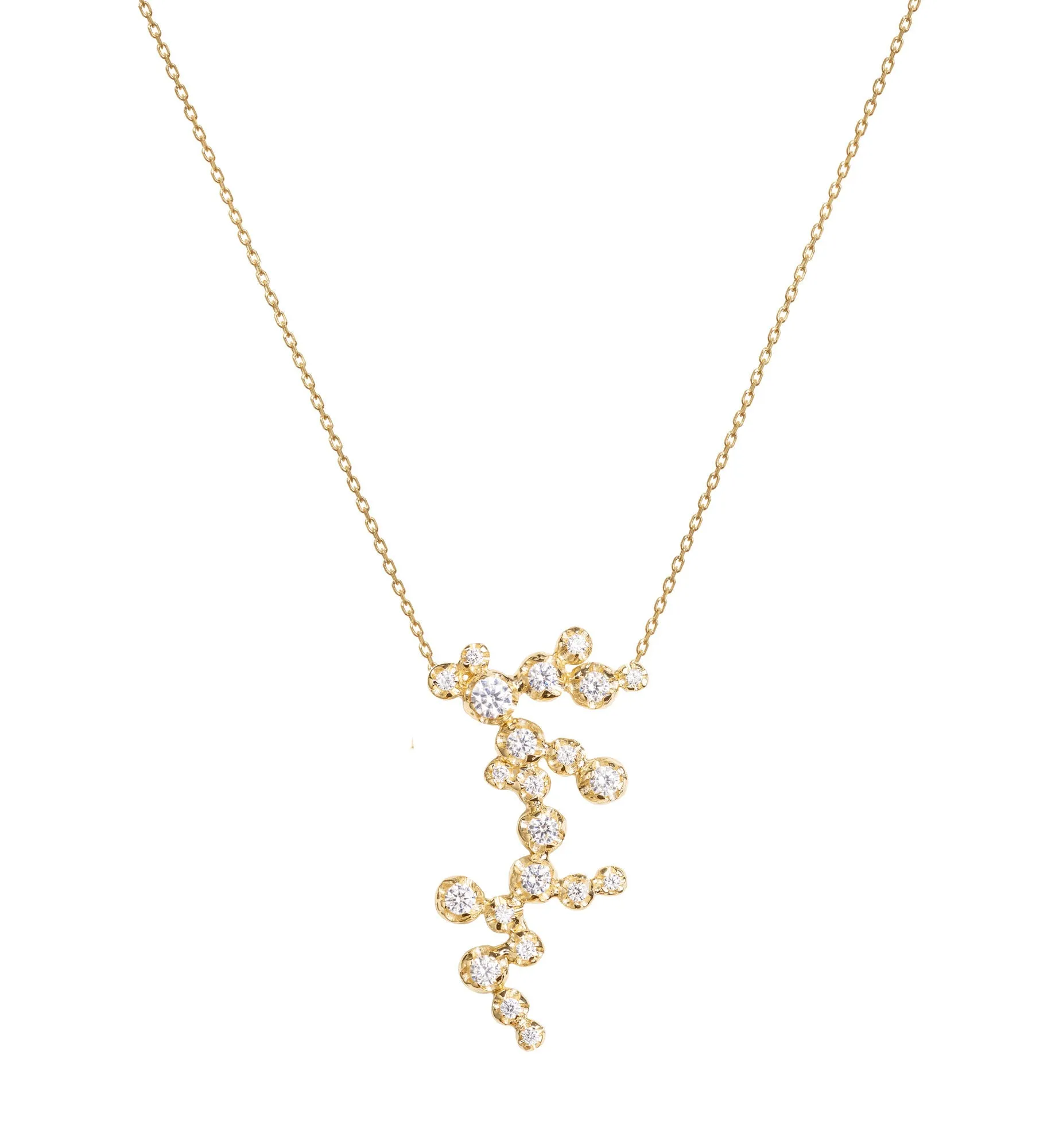 Big Organic Nr 02 18K Gold, Whitegold or Rosegold Necklace w. Diamonds