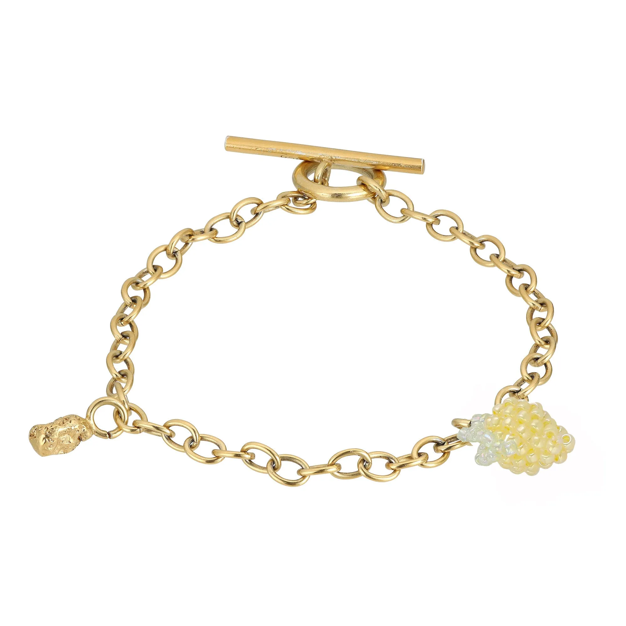 Blop and Limon Bracelet Gold Plated, Yellow Beads