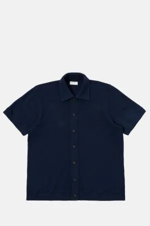 Button Through Polo Bright Navy