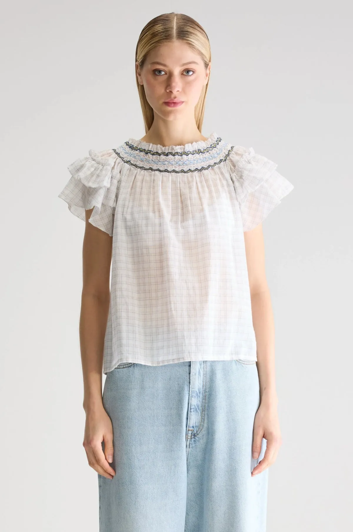 Cathy Blouse Check B