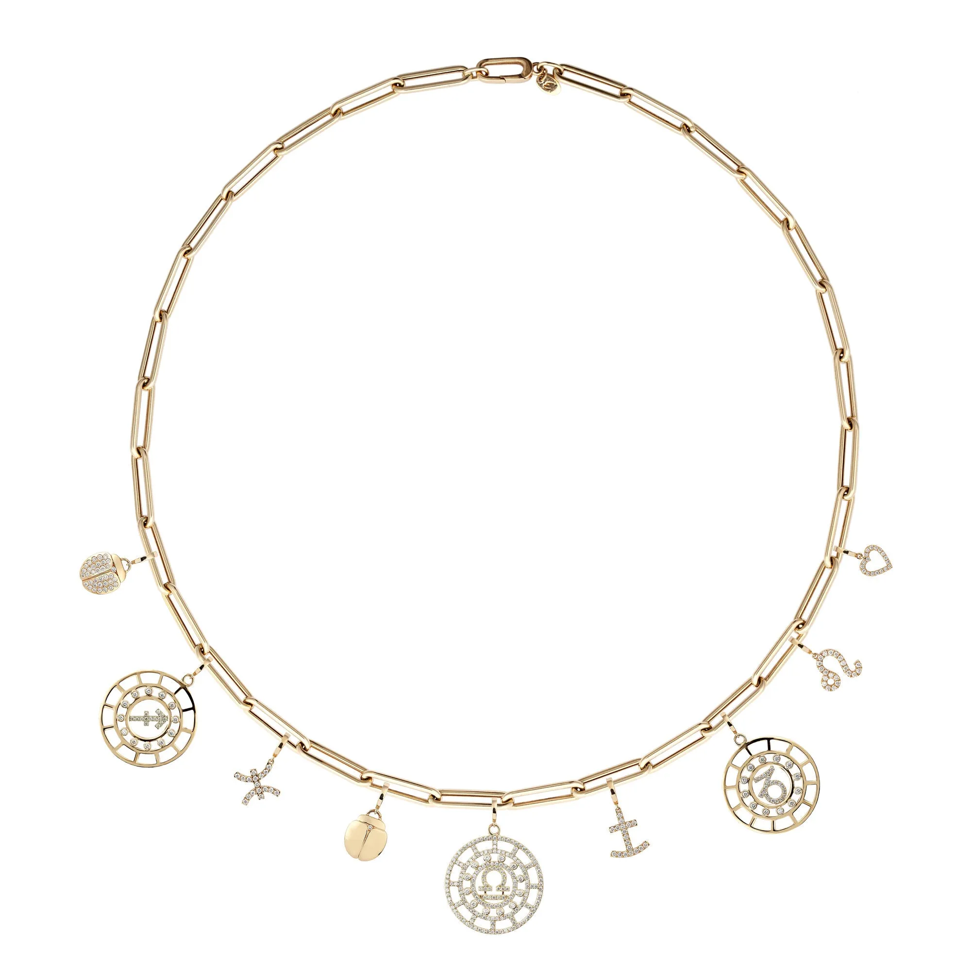 Charm Link Chain 18K Gold or Whitegold Necklace