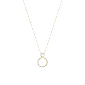 Circle 18K Gold Necklace w. Diamonds