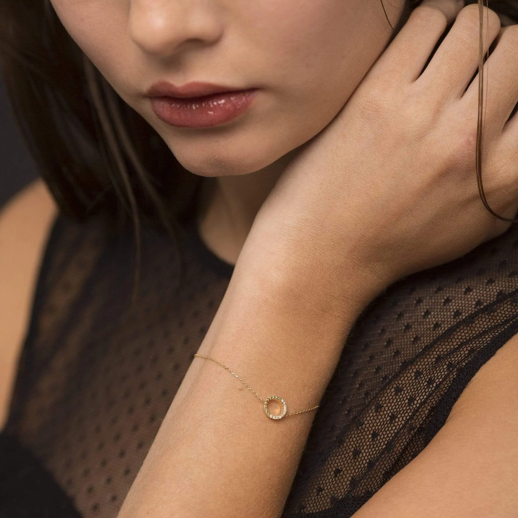 Claire 18K Gold Bracelet w. Black & White Diamonds