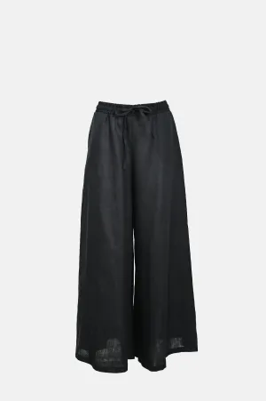 Classic Linen Loose Fit Pants Black