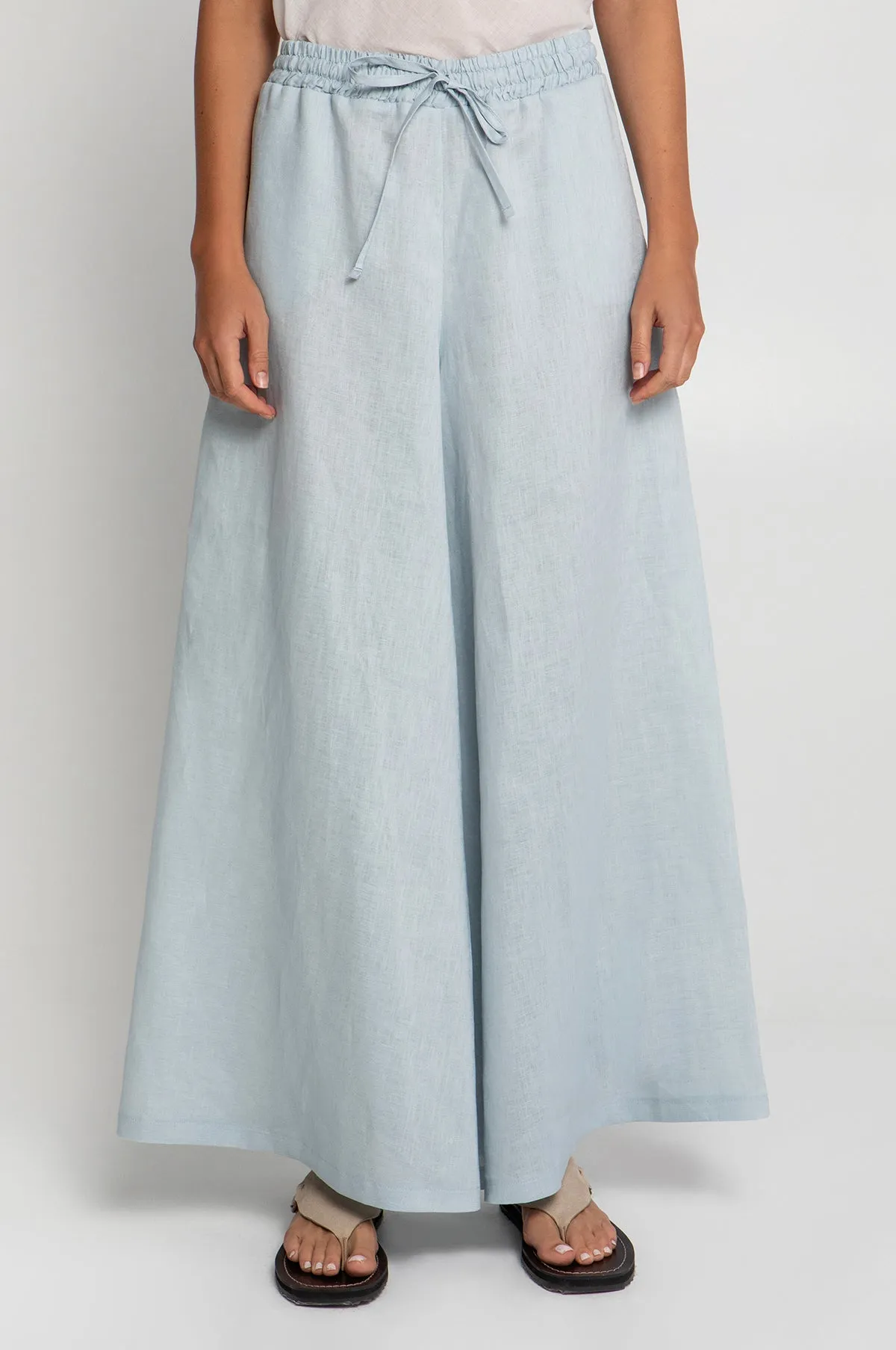 Classic Linen Loose Fit Pants Grey Ciel
