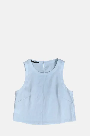 Classic Linen Sleeveless Top Grey Ciel