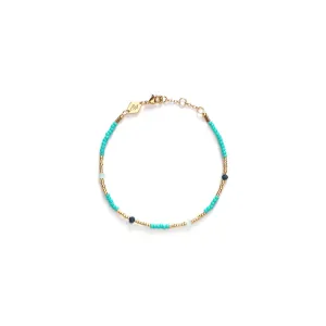 Clemence Gold Plated Bracelet w. Aqua Sky Beads