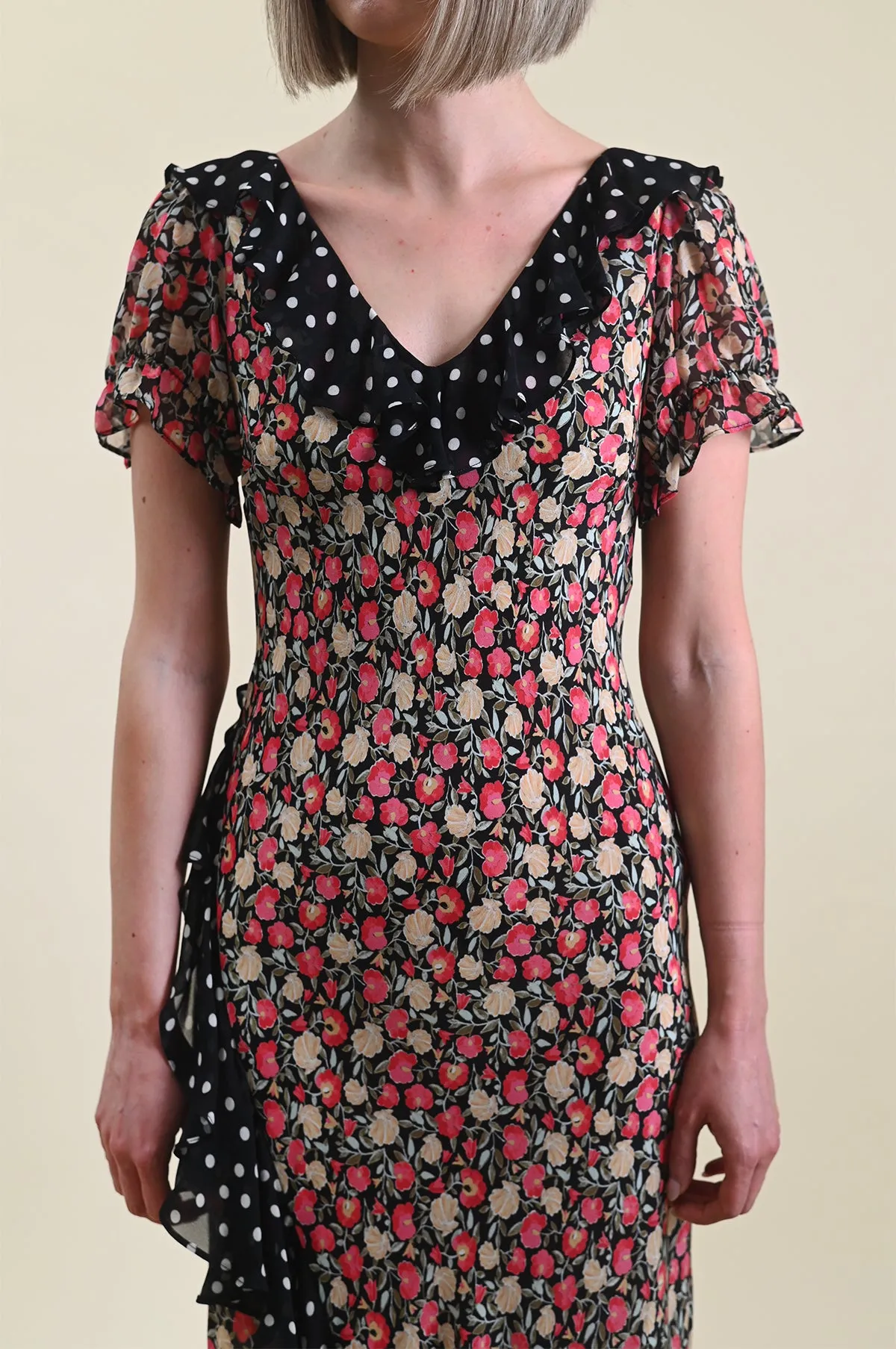 Clementina Dress Shell Spot Mix Black