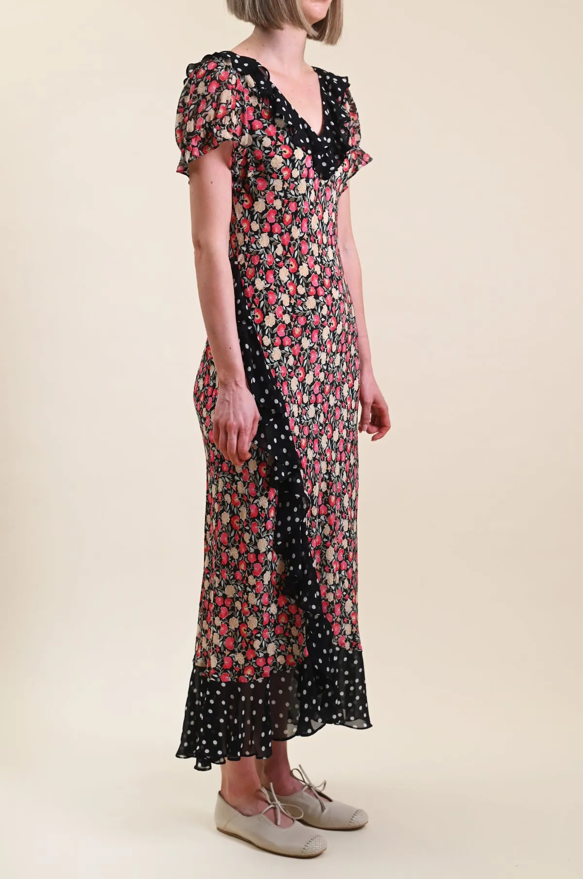 Clementina Dress Shell Spot Mix Black
