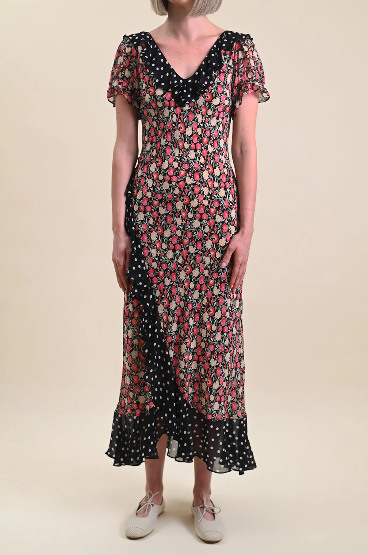 Clementina Dress Shell Spot Mix Black