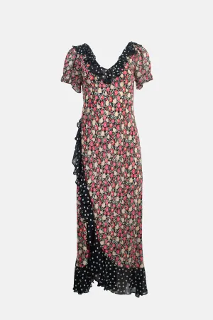 Clementina Dress Shell Spot Mix Black