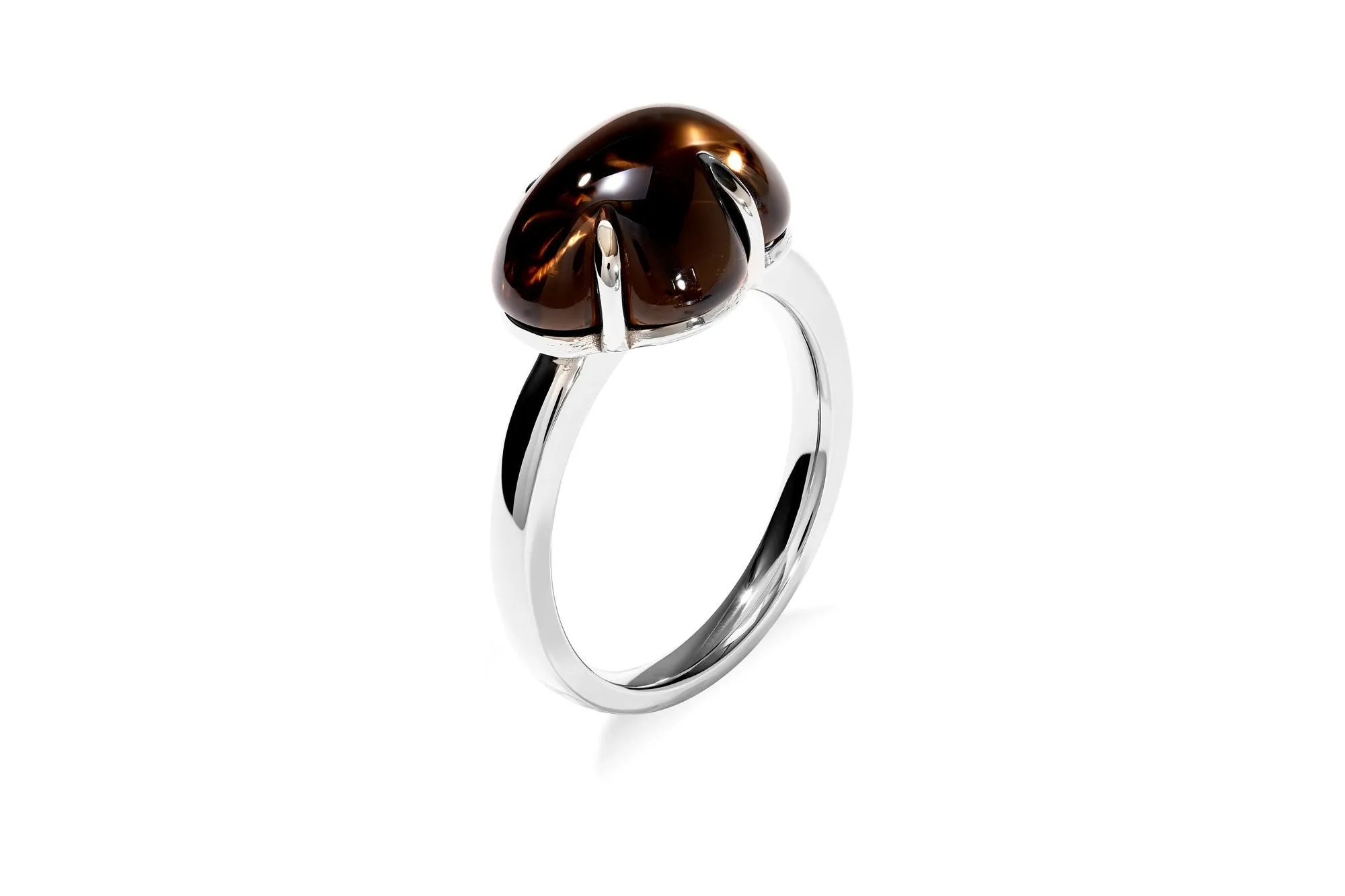 Cloud 18K Whitegold Ring w. Smokey Quartz