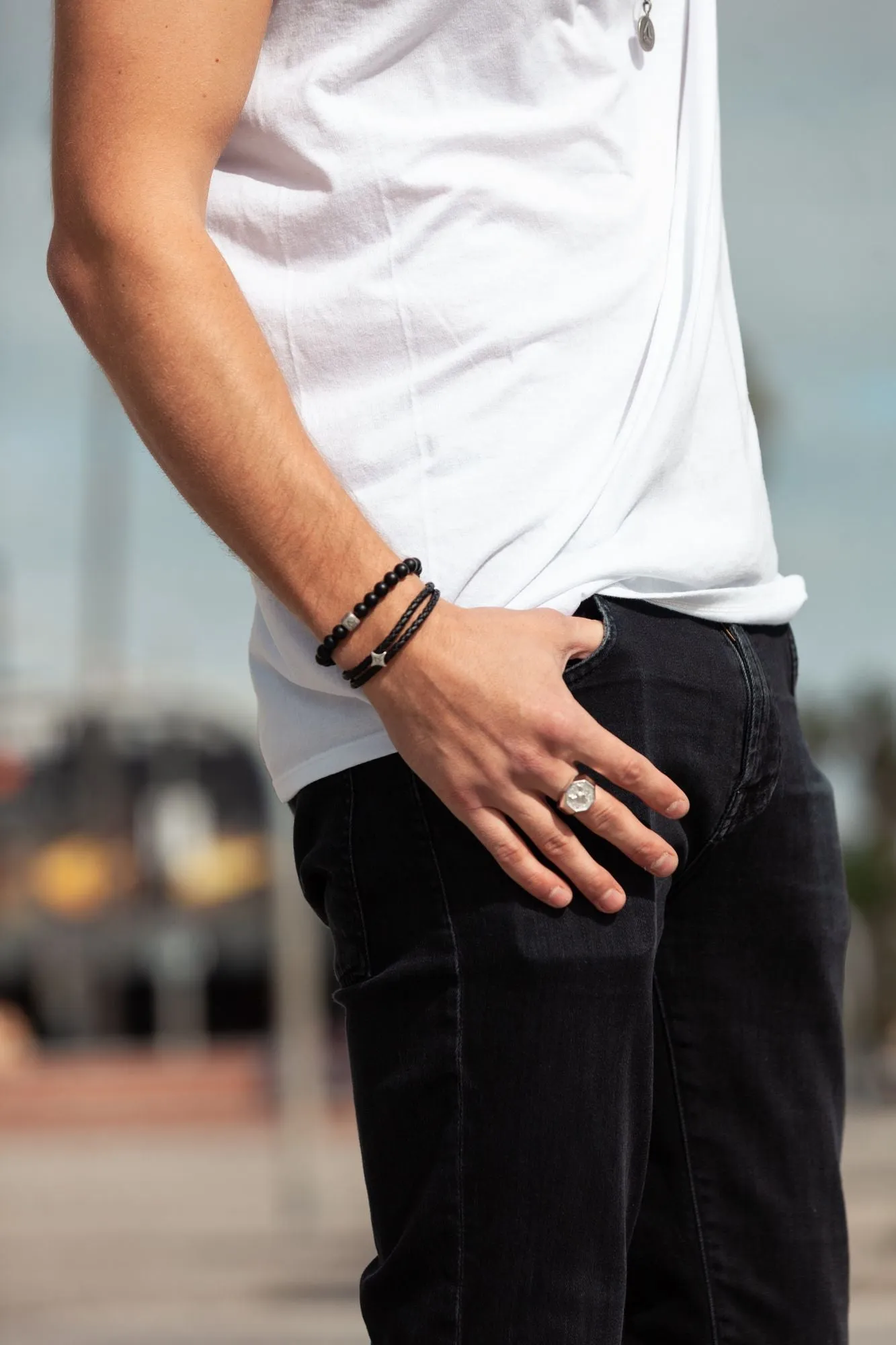 ColorUp (8mm) Silver Bracelet w. Onyx