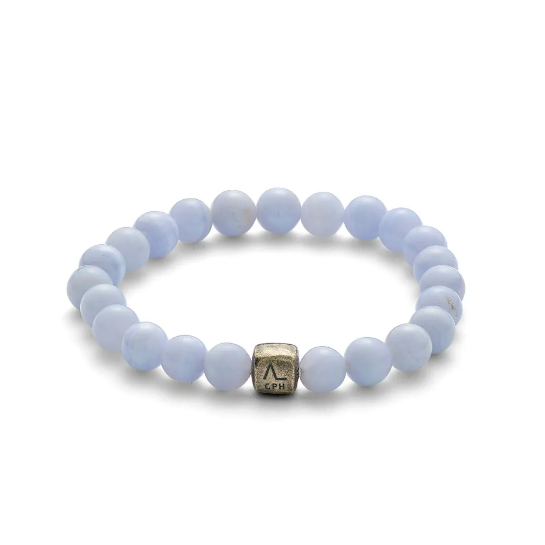 ColorUp Blue Lace (8mm) Silver Bracelet w. Agate