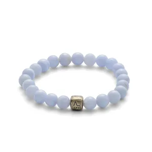 ColorUp Blue Lace (8mm) Silver Bracelet w. Agate