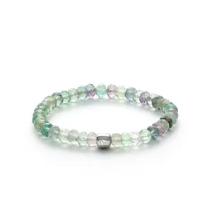 ColorUp Fluorite (6mm) Silver Bracelet w. Bead