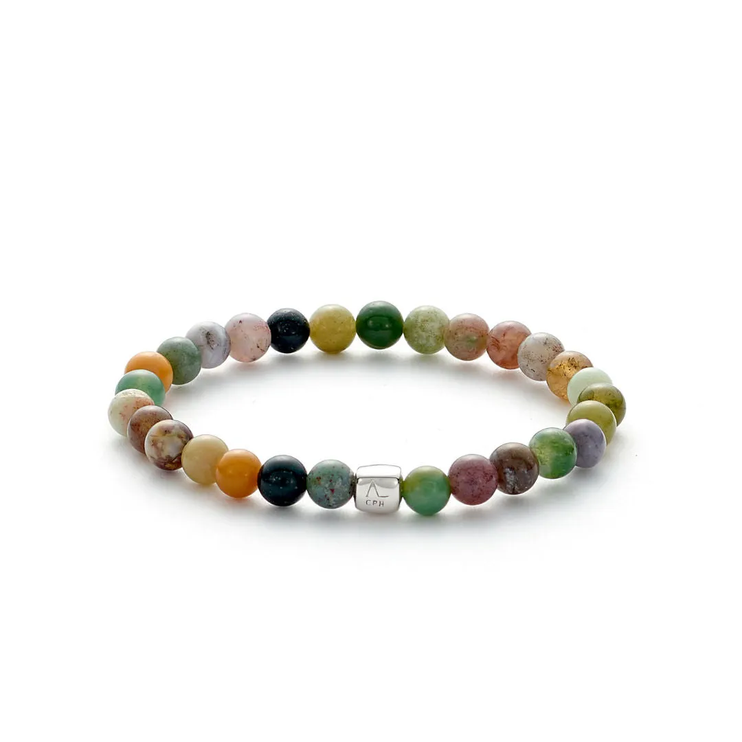 ColorUp Indian (6mm) Silver Bracelet w. Agate