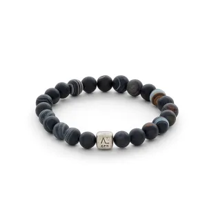 ColorUp Striped (8mm) Silver Bracelet w. Agate
