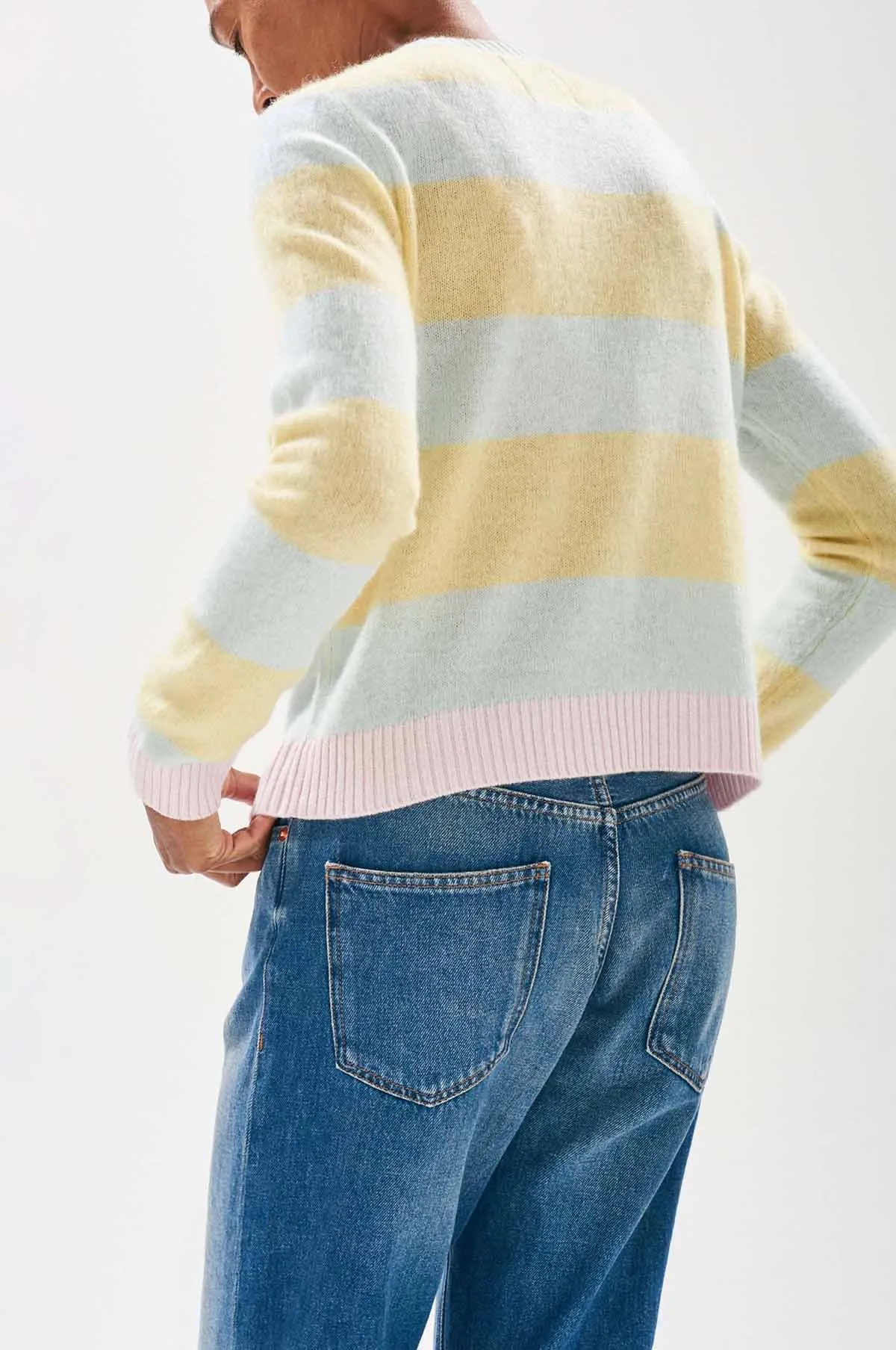 Contrast Stripe Crew Noor Glory Marshmallow