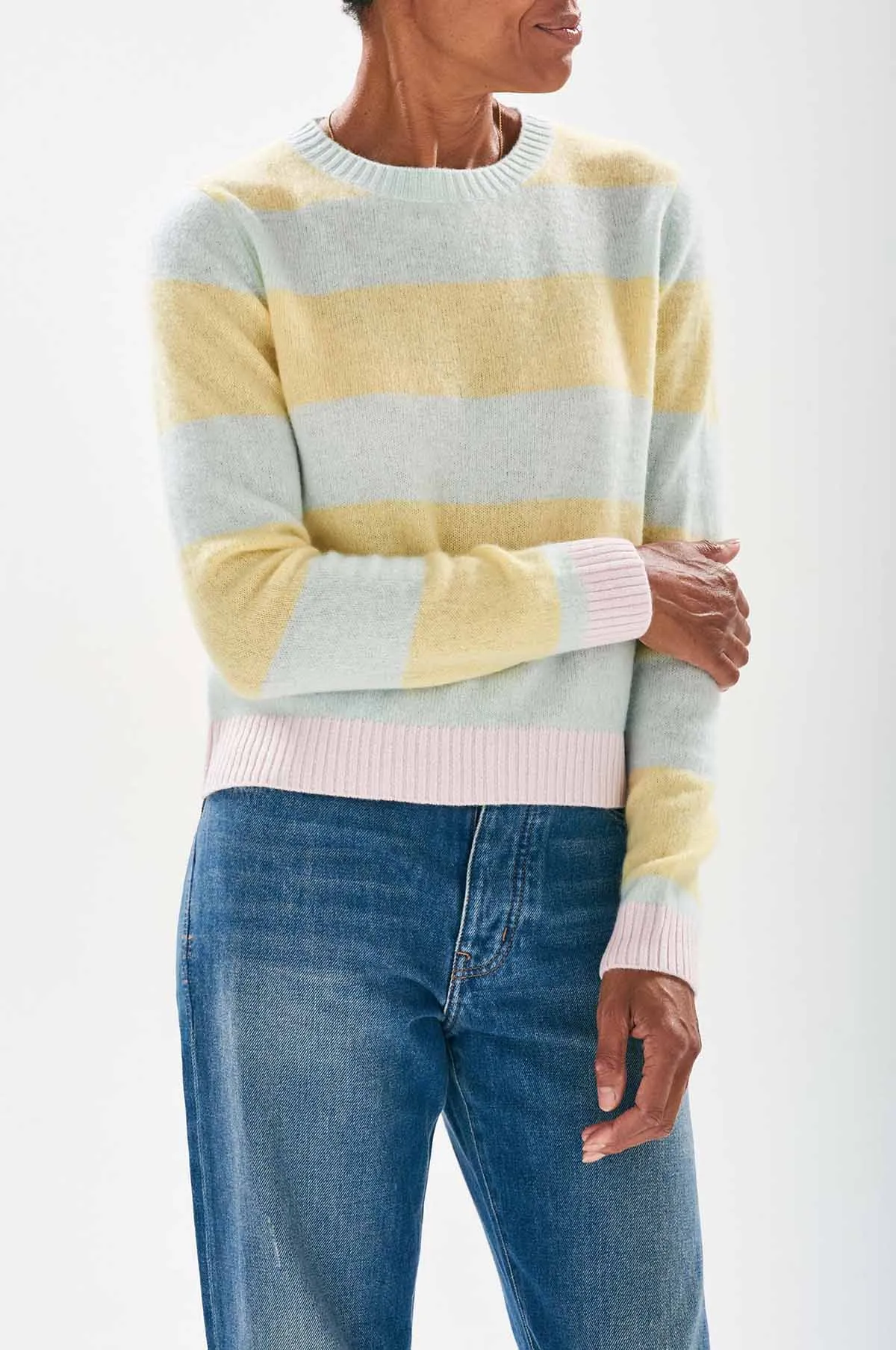 Contrast Stripe Crew Noor Glory Marshmallow