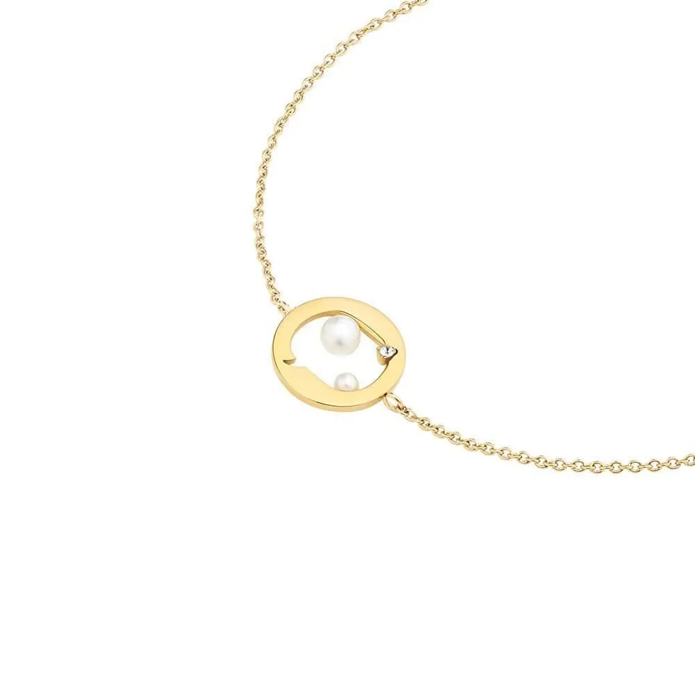 Cosmo Cosmonaut 18K Gold Plated Bracelet w. Pearl & Zirconia