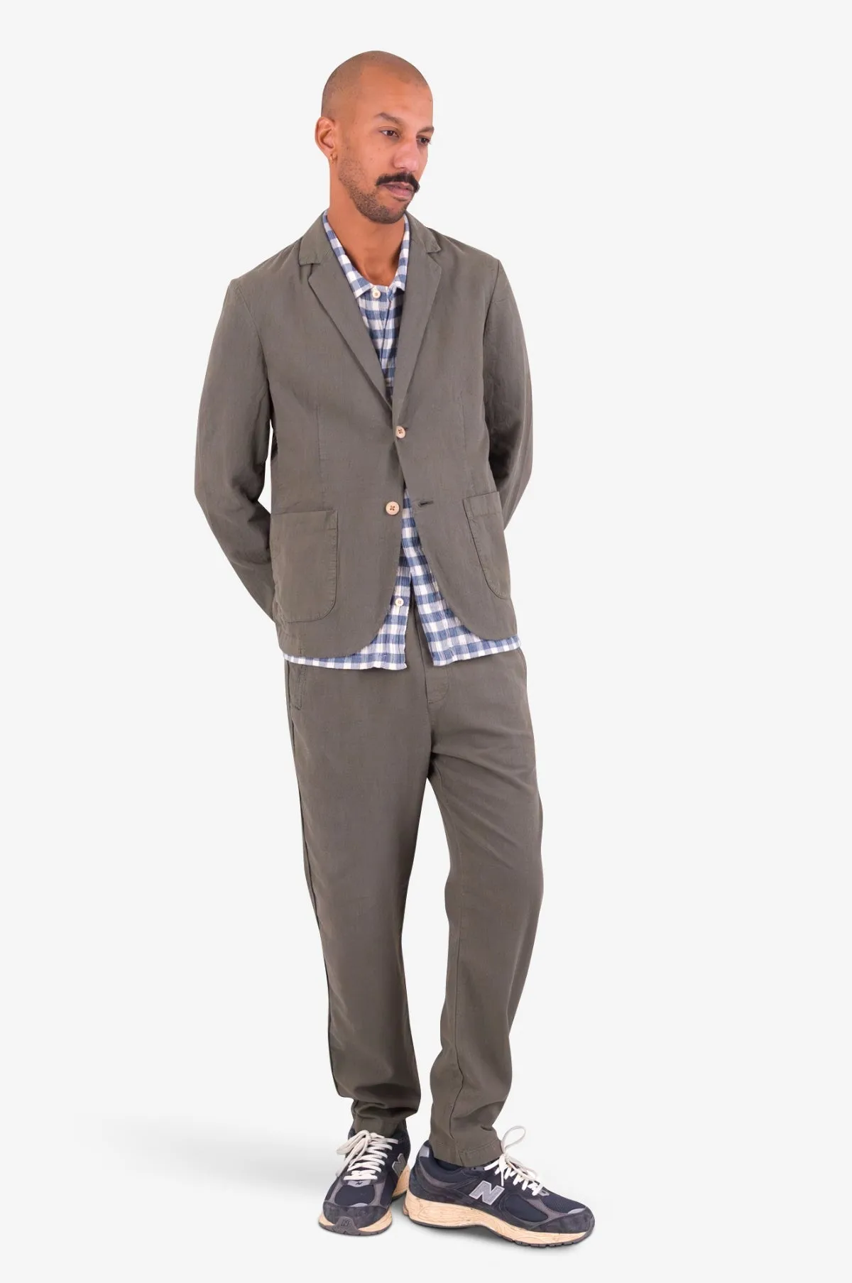 Cotton Linen Blazer Dark Sage