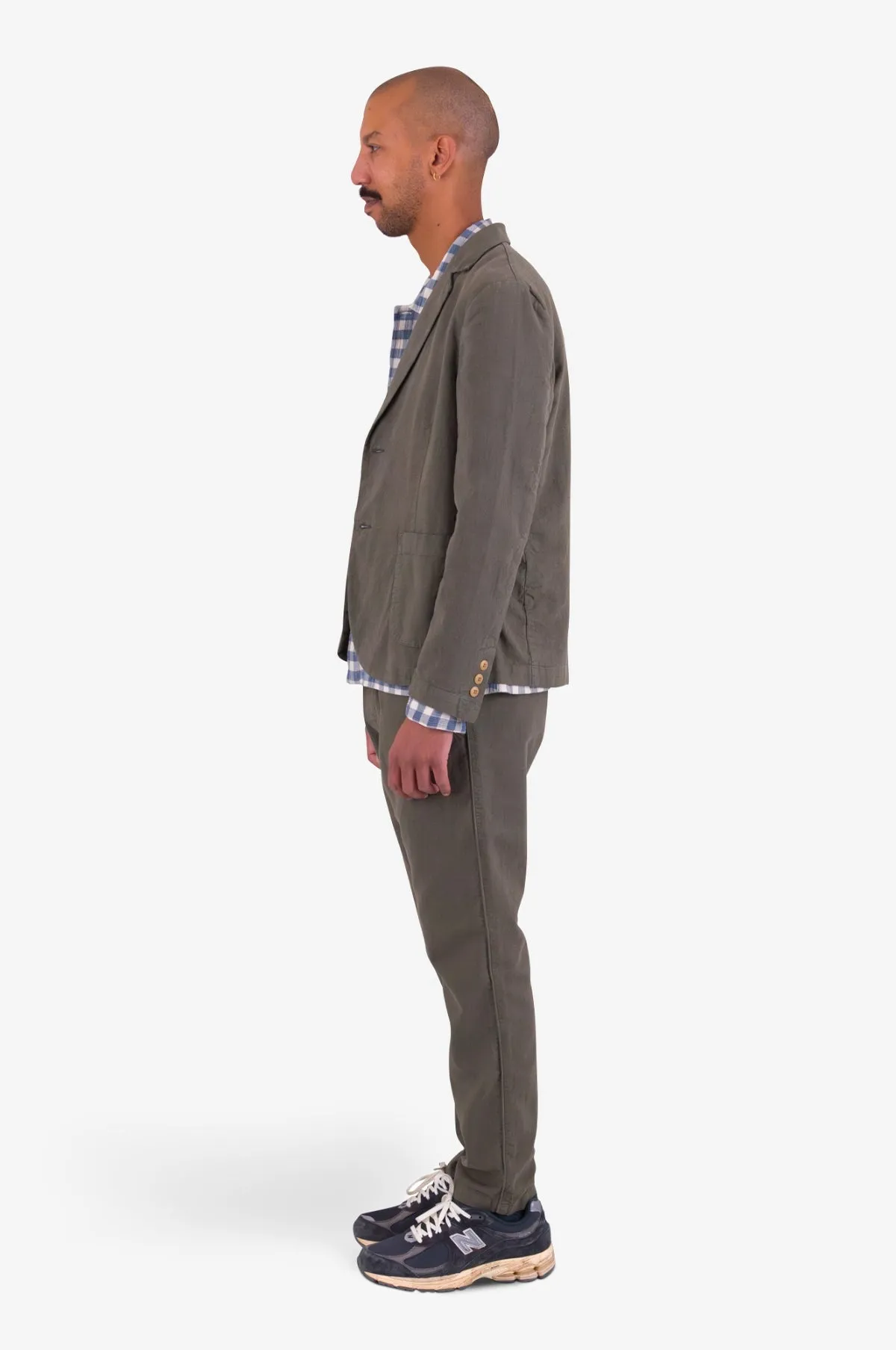 Cotton Linen Blazer Dark Sage