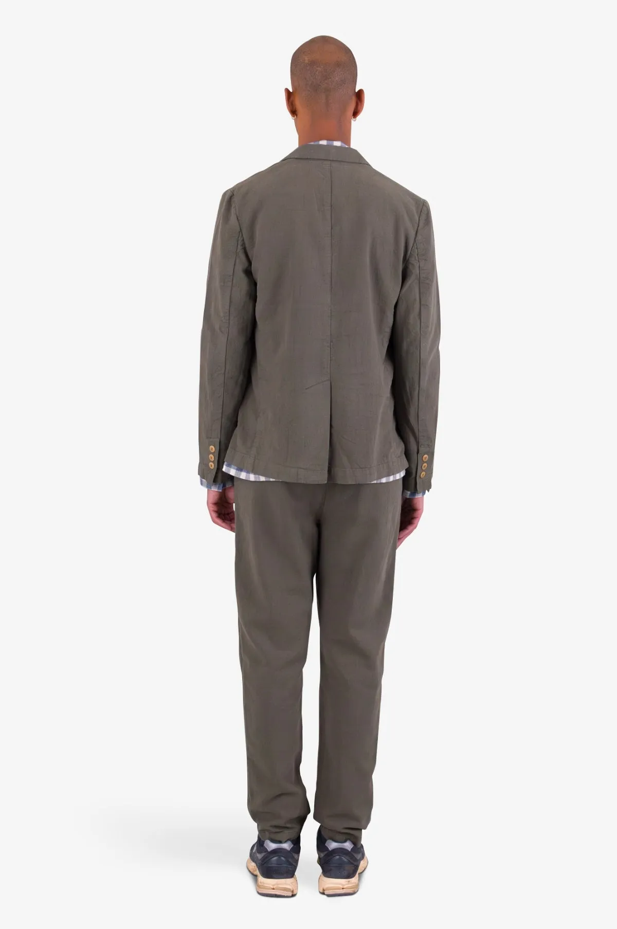 Cotton Linen Blazer Dark Sage