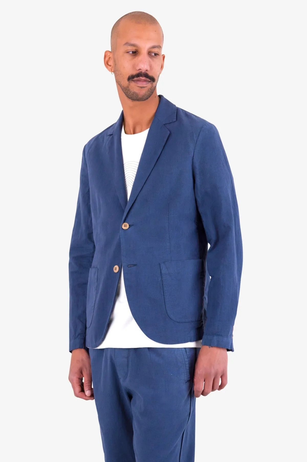 Cotton Linen Blazer Soft Navy
