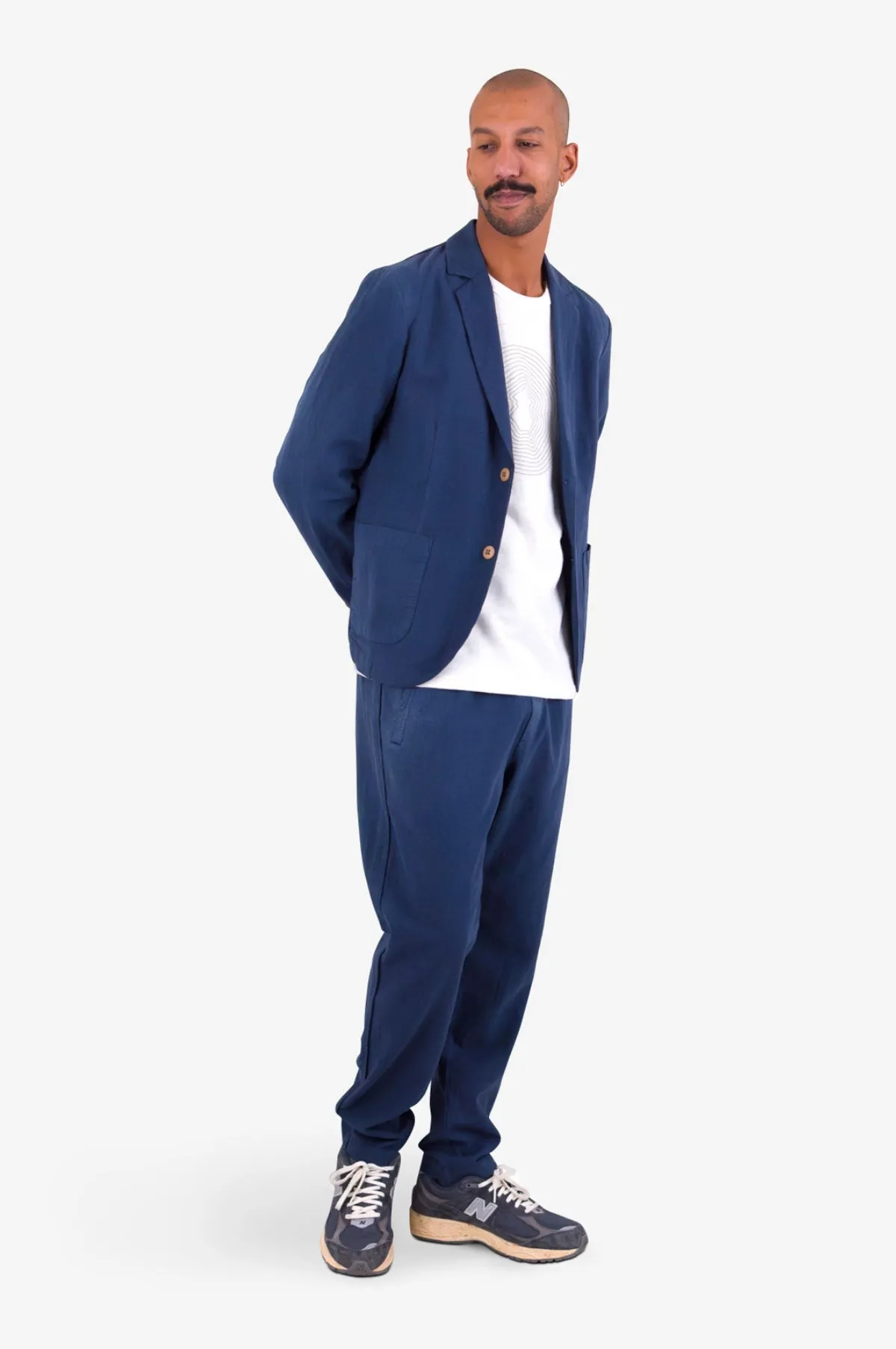 Cotton Linen Blazer Soft Navy