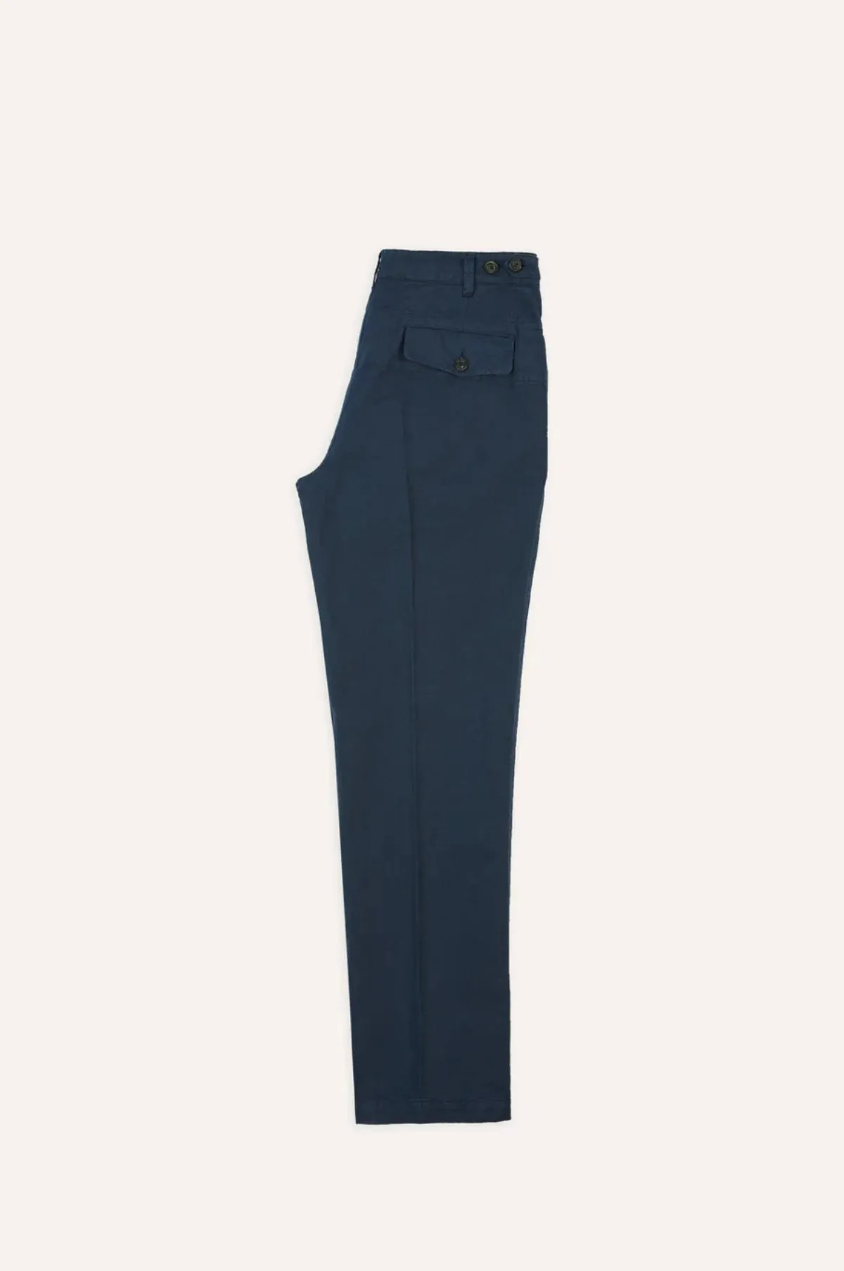 Cotton Linen One Pleat Chino Navy
